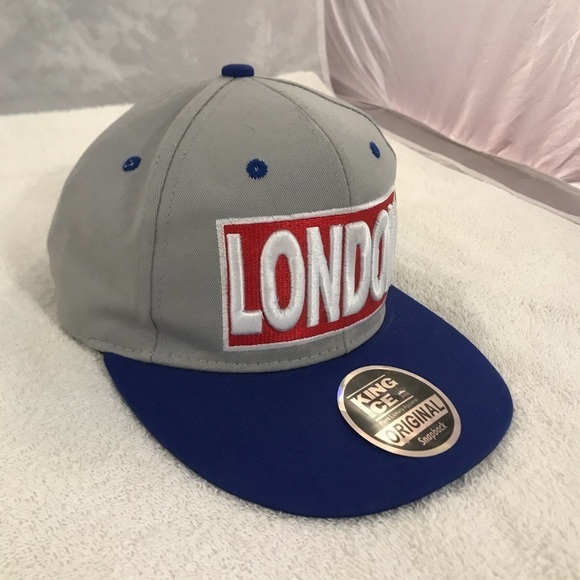 King Ice for London England Grey & Blue SnapBack Adjustable Travel & Ball Cap - Picture 13 of 16